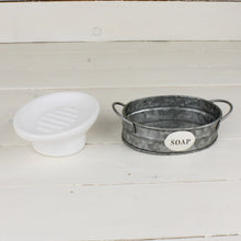 Lade das Bild in den Galerie-Viewer, Seifenschale Porzellan Metall