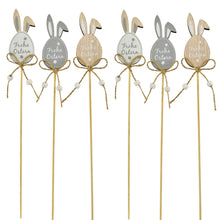Lade das Bild in den Galerie-Viewer, 6 Stecker Ei mit Hasenohren Holz