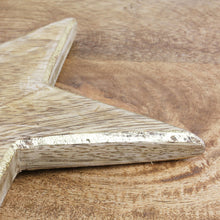 Lade das Bild in den Galerie-Viewer, 2er Set Stern Mangoholz gold 19 cm