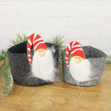Lade das Bild in den Galerie-Viewer, 4er Set Geschenkkorb Filz Nikolaus Hellgrau
