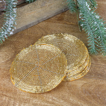 Lade das Bild in den Galerie-Viewer, Untersetzer gold Perlenbestickt