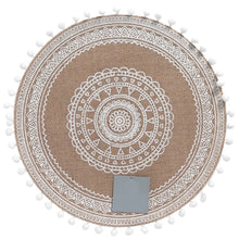 Lade das Bild in den Galerie-Viewer, 4er Set Platzset Jute Boho Beige Weiß 38 cm