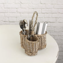 Lade das Bild in den Galerie-Viewer, Besteckkorb rund 3 Fächer aus Korb
