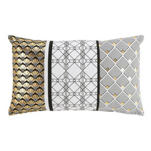 Lade das Bild in den Galerie-Viewer, Kissenhülle schwarz weiß gold metallisch 30 x 50 cm