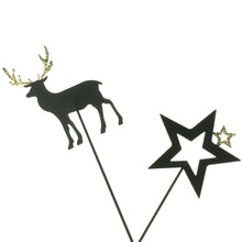 Lade das Bild in den Galerie-Viewer, Gartenstecker Stern Hirsch Schwarz Gold