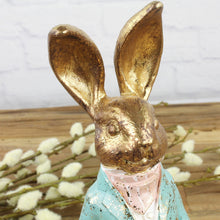 Lade das Bild in den Galerie-Viewer, Hasenkind vintage Gold Türkis
