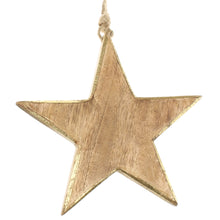 Lade das Bild in den Galerie-Viewer, 2er Set Stern Mangoholz gold 19 cm