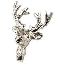 Lade das Bild in den Galerie-Viewer, 4er Set Kerzenstecker Hirschkopf silber Alu