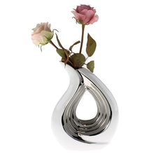 Lade das Bild in den Galerie-Viewer, Vase Weiß Silber Tropfenförmig