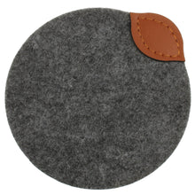 Lade das Bild in den Galerie-Viewer, Glas Untersetzer Filz mit Leder 4Stk. Grau