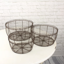 Lade das Bild in den Galerie-Viewer, 3er Set Drahtkorb Dunkelrost