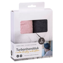 Lade das Bild in den Galerie-Viewer, 2er Set Turban Handtuch Mikrofaser rosa / anthrazit