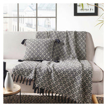 Lade das Bild in den Galerie-Viewer, Set Kissen Decke Schwarz Beige