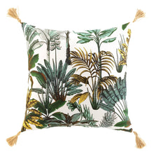 Lade das Bild in den Galerie-Viewer, Kissen mit Inlet Dschungel 50 x 50 Weiß Gold Grün