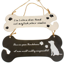 Lade das Bild in den Galerie-Viewer, Schild in Knochenform / Hundespruch - Eisen, schwarz & weiß