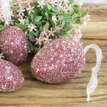 Lade das Bild in den Galerie-Viewer, Ei-Hänger, 2er Set glitzernd Pink mit Aufhänger