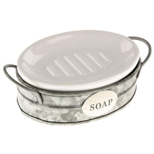 Lade das Bild in den Galerie-Viewer, Seifenschale Porzellan Metall