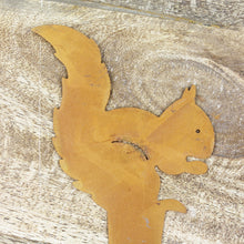 Lade das Bild in den Galerie-Viewer, 2er Set Deko Igel & Eichhörnchen zum stecken Metall Rost