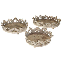 Lade das Bild in den Galerie-Viewer, Kronen Tablett 3-Set, antik Grau Braun