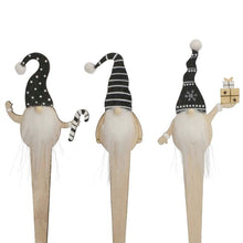 Lade das Bild in den Galerie-Viewer, 3er Set Wichtel zum stecken Holz Schwarz Weiß