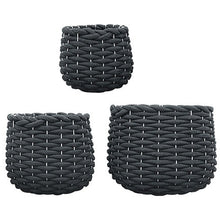 Lade das Bild in den Galerie-Viewer, Korbset 3tlg. Schwarz Wollkorb