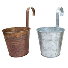 Lade das Bild in den Galerie-Viewer, 2er Set Vintage Pflanztopf Silber Kupfer Metall 22 cm