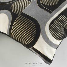 Lade das Bild in den Galerie-Viewer, Kissenhülle 40 x 40 cm beige grau schwarz gold retro