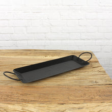 Lade das Bild in den Galerie-Viewer, Tablett schwarz Metall, rechteckig mit Henkel