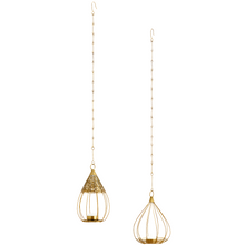 Lade das Bild in den Galerie-Viewer, Teelichthänger 2er SET Antikgold Laterne