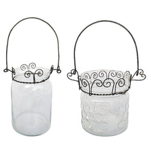 Lade das Bild in den Galerie-Viewer, Windlicht Retro Glas Metall