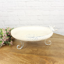 Lade das Bild in den Galerie-Viewer, Vogeltränke Servierschale für Vogelfutter rund Metall Shabby Look