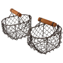 Lade das Bild in den Galerie-Viewer, 2er Set kleine Drahtkörbe mit Henkel