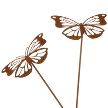Lade das Bild in den Galerie-Viewer, 2er Set Gartenstecker Schmetterling Rost Metall