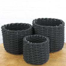 Lade das Bild in den Galerie-Viewer, Korbset 3tlg. Schwarz Wollkorb