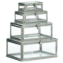 Lade das Bild in den Galerie-Viewer, Schmuckkästchen Glas/Silber-4-teilig