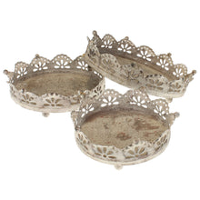 Lade das Bild in den Galerie-Viewer, Kronen Tablett 3-Set, antik Grau Braun
