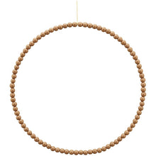 Lade das Bild in den Galerie-Viewer, Holzperlenkranz Ringhänger Natur Hellbraun 35 cm