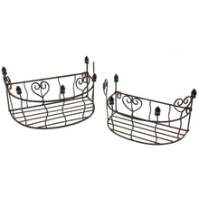 Lade das Bild in den Galerie-Viewer, 2er Set Wandkorb Dunkelrostfarben Halbrund