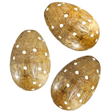 Lade das Bild in den Galerie-Viewer, 3er Set Dekoei Holz Braun Weiß gepunktet