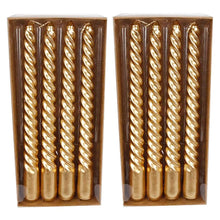 Lade das Bild in den Galerie-Viewer, 8er Set Spiralkerzen Metallic Gold