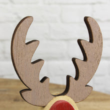 Lade das Bild in den Galerie-Viewer, Holzelch stehend klein, rot&weiß