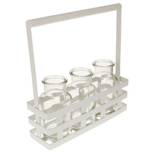 Lade das Bild in den Galerie-Viewer, 3 Vasen im Metallkorb Weiß