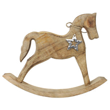 Lade das Bild in den Galerie-Viewer, Schaukelpferd Holz mit Stern silber