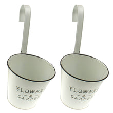 Lade das Bild in den Galerie-Viewer, 2er Set Hängetopf Zink weiß rund