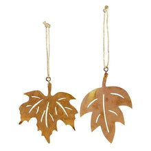 Lade das Bild in den Galerie-Viewer, 2er Set Dekohänger Blätter Metall Rost
