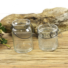 Lade das Bild in den Galerie-Viewer, Windlicht Retro Glas Metall