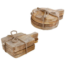 Lade das Bild in den Galerie-Viewer, 8er Set Untersetzer Mangoholz eckig rund