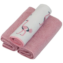 Lade das Bild in den Galerie-Viewer, 3er Set Spültuch Putztuch Rosa Flamingo