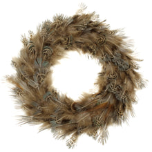 Lade das Bild in den Galerie-Viewer, Federkranz braun grau 18 cm Feder Dekoration