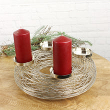 Lade das Bild in den Galerie-Viewer, Adventskranz Metall 37 cm Silber